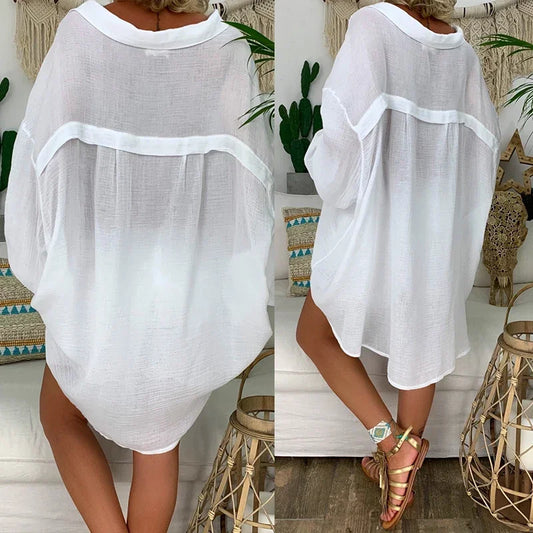 ✨ Prachtige Witte Linnen Blouse - Perfect voor Elke Gelegenheid! 🤍