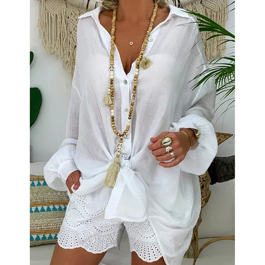✨ Prachtige Witte Linnen Blouse - Perfect voor Elke Gelegenheid! 🤍